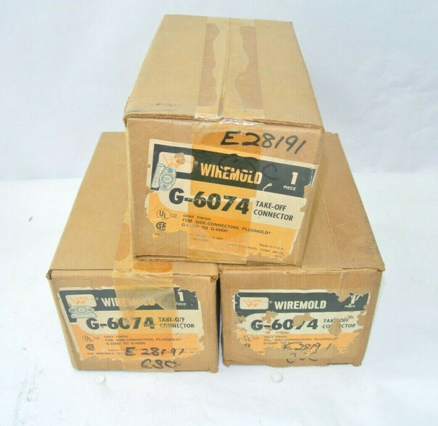 Lot of (3) Wiremold G-6074 Take-Off Connector For Side-Connecting