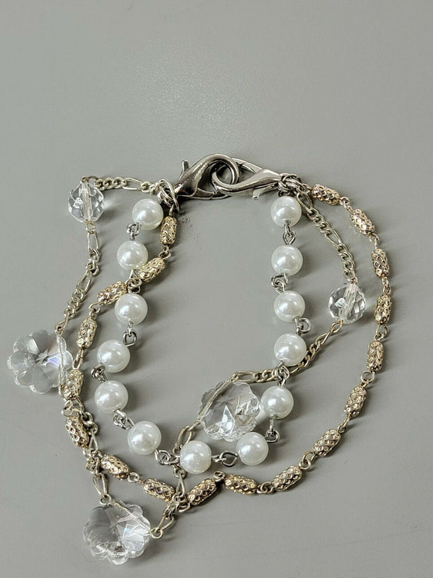 Vtg Chico's Necklace, 3 Strand, Sterling, Pearls, Very cool!