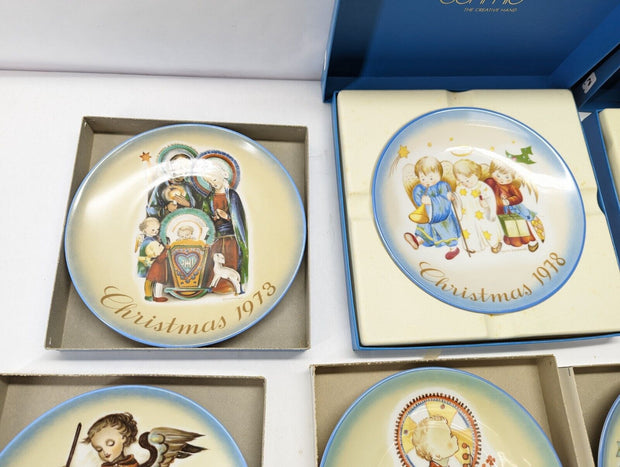 Lot of (7) Vintage Schmid Hummel 1970s Christmas Plates w/ Original Boxes