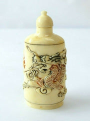 Antique Pre-1910 Asian Dragon Decorated Snuff Jar with lid, sniffer