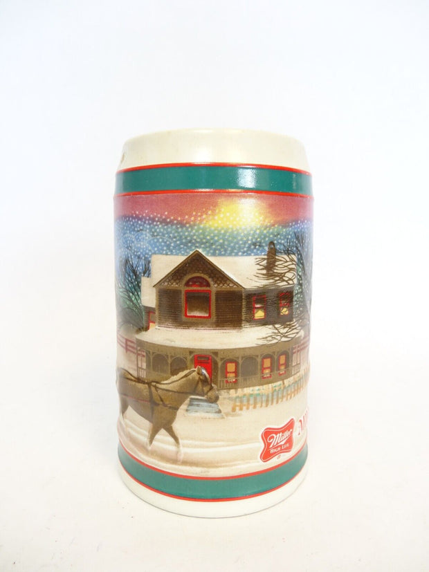 Vintage 1980s Miller High Life Collectible Beer Stein Mug Holiday Traditions 6"