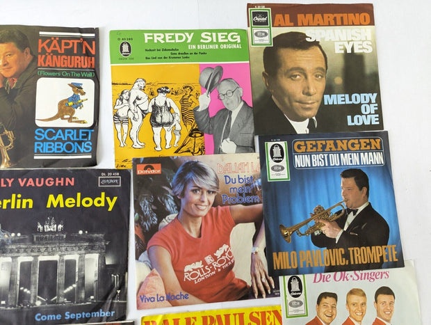 Lot of (15) Vintage German Pressing Vinyl Record 7" 45s - Mostly 50s/60s German