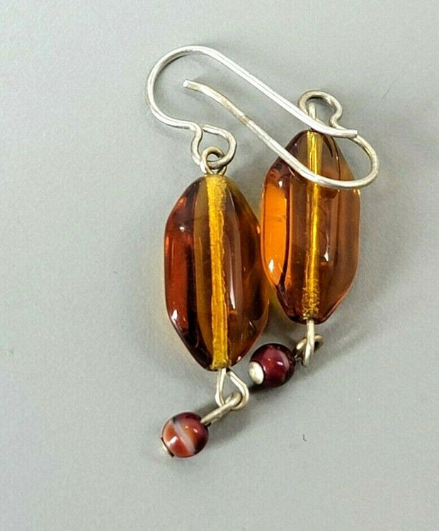 Vintage Costume Jewelry, Chico's, 9 Pair Earrings, 1 Necklace Amber/Brown, Stone
