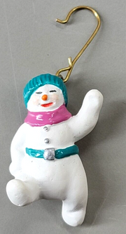 Rare, Retired Vintage Hallmark Miniature Keepsake Ornament Waving Snowman