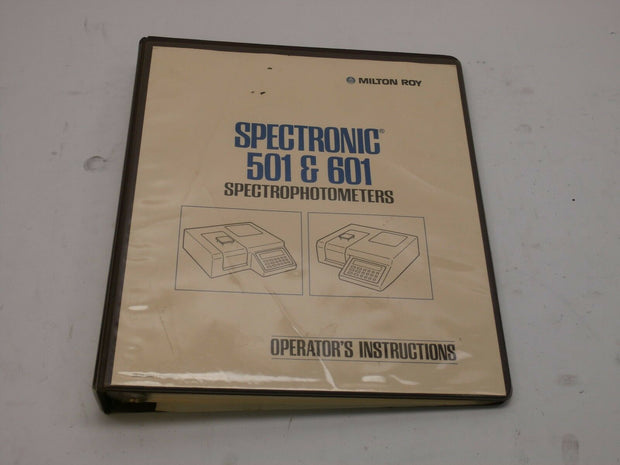 Milton Roy Spectronic 501 & 601 Spectrophotometer Operator's Instruction Manual