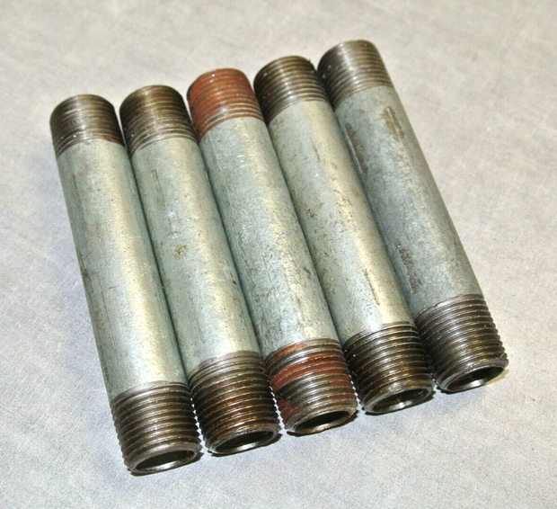 Steel Nipple Threaded Pipe Fitting, 5/8" OD x 3-1/2" Length - Lot of 5