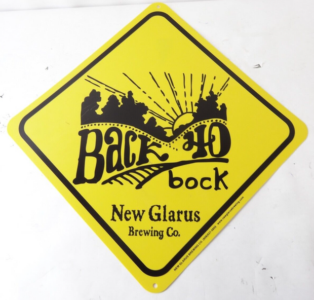 New Glarus Brewing Wisconsin Back 40 Bock Crossing Plastic Sign