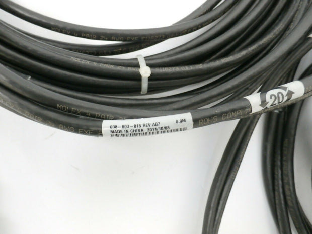 Qty 2 EMC Molex 8M Mini-HDX4 to Mini SASx4 Cable 038-003-816