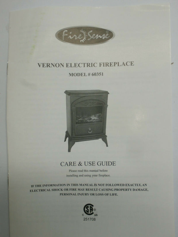 Fire Sense Vernon Electric Fireplace Stove 60351 Heater 1350 W