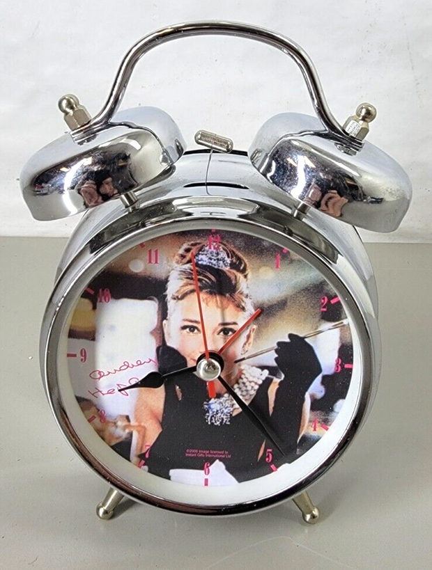 Rare Audrey Hepburn Double Bell Alarm Clock, Works Great!