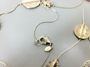 Vtg Chico's Necklace, 1 Strand, Painted Sterling Silver Linked Chain w/ Stones