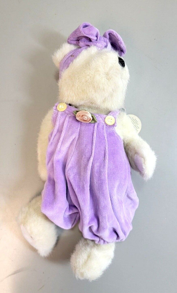 Boyd's Bears "Grace" Teddy Bear Purple Overalls 11" With Tags BB18 1 Blemish