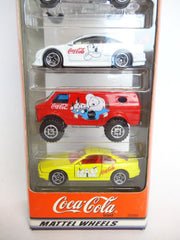 Vintage 1998 Coca Cola Match Box Mattel Wheels 5 Pack of Cars - New