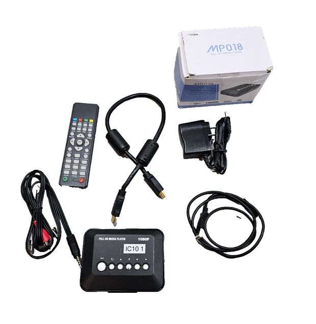 Jedx MP018 1080p Media Player, HDMI/AV/USB/SD Card Movies/Music/Photos Bundle