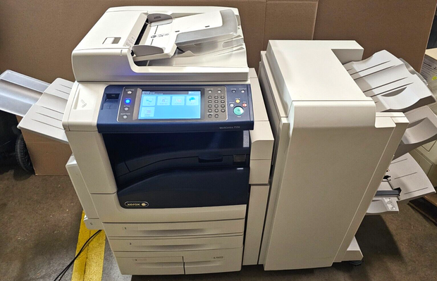 Xerox WorkCentre 7556 Color Copier Printer Scanner w/ Stapling Finisher, Read!