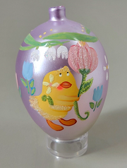 Nelson Trade & Design Group Jumbo Decorative Egg, Hand Painted, Spring Chickee