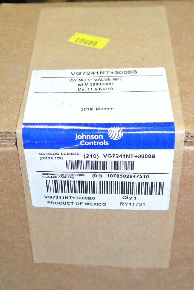 Johnson Controls VG7241NT+3008B Globe Valve, 2 Way Normally Open, 1", NPT