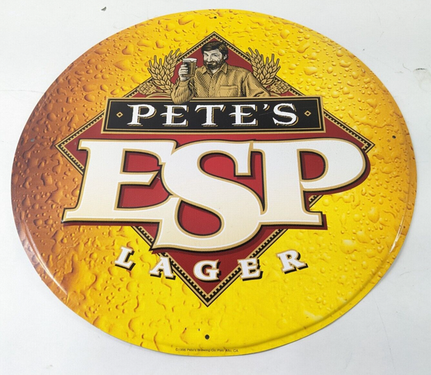 Pete's ESP Lager Metal Beer Sign 14"