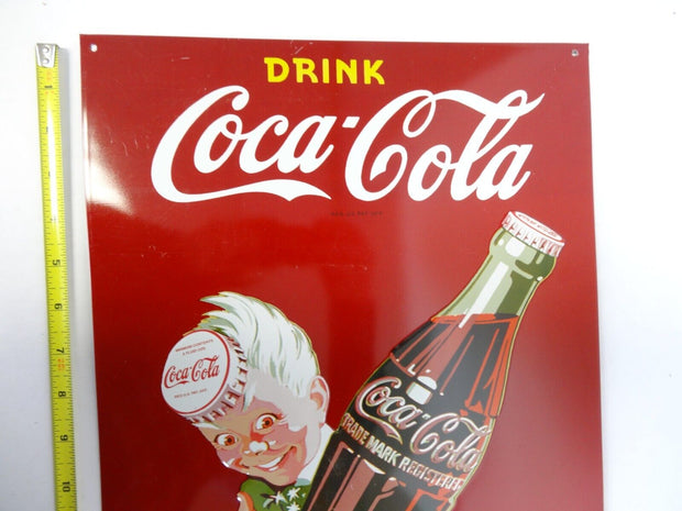Classic Coca Cola Work Refreshed Coke Sprite Boy Tin Sign