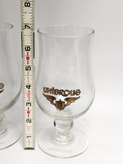 Unibroue Belgium Tulip Beer Glasses, 7" Tall, Gold Logo - Set of 2 Glasses
