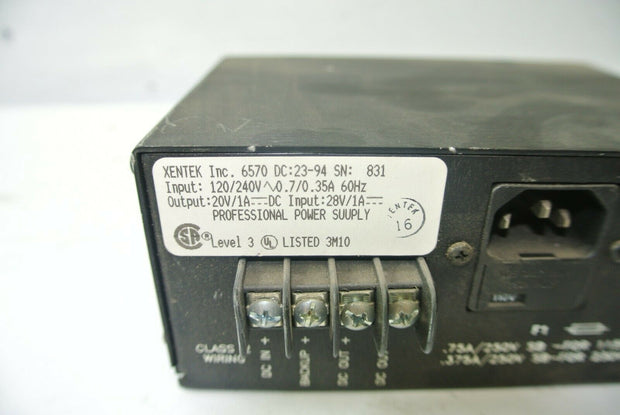 XENTEK Inc. 6570 Power Supply Output 20V/1A---DC Input: 28V/1A